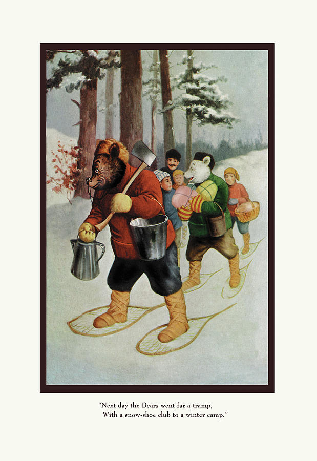 Teddy Roosevelts Bears: The Snow-Shoe Club Painting by R.K. Culver / V. Floyd Campbell