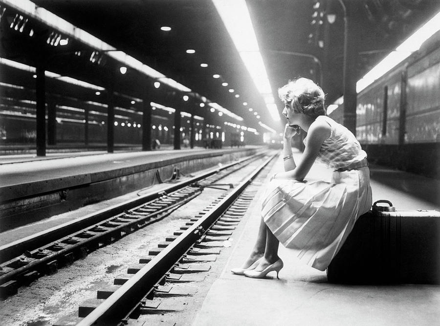 Teenage Girl Waiting For Train Photograph by Bettmann