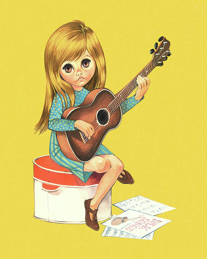 Premium Vector  Hand drawn cute girl playing guitar