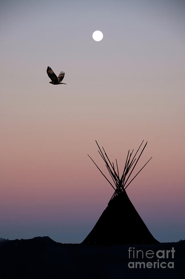 Teepee At Sunset With Full Moon Photograph by Wwing Teepee At Sunset With Full Moon Photograph by Wwing