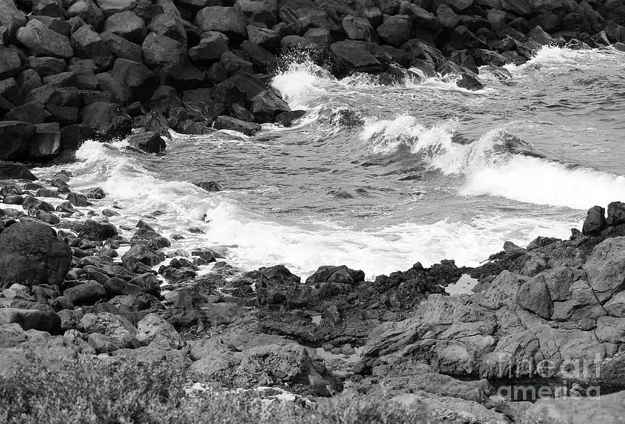 Teguise Coastline bw Photograph by Eddie Barron