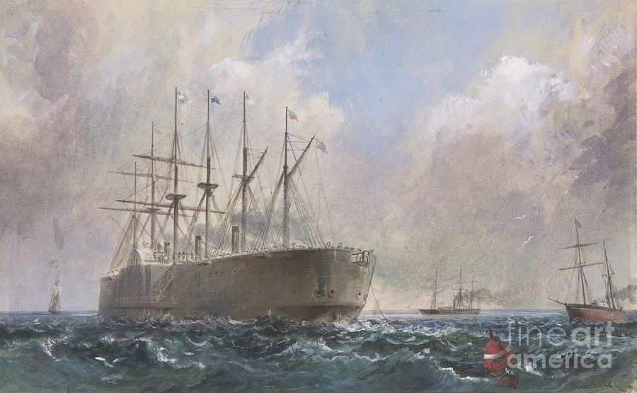 Telegraph Cable Fleet At Sea Drawing by Heritage Images