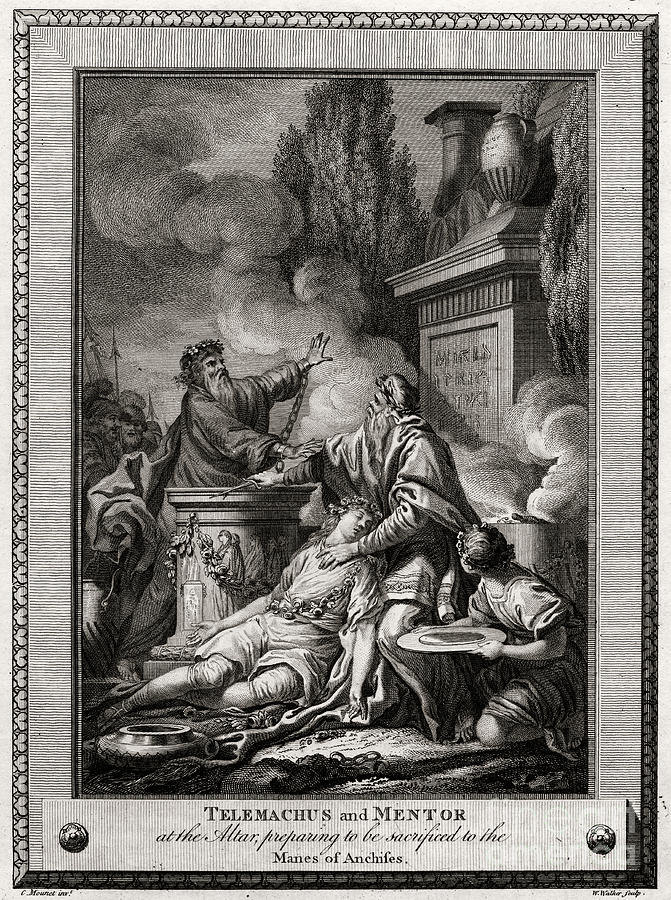 Telemachus And Mentor At The Altar Drawing by Print Collector