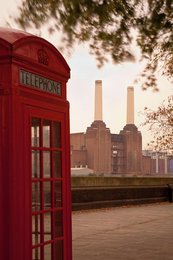 Architecture Digital Art - Telephone And Battersea Power Station by Alex Holland