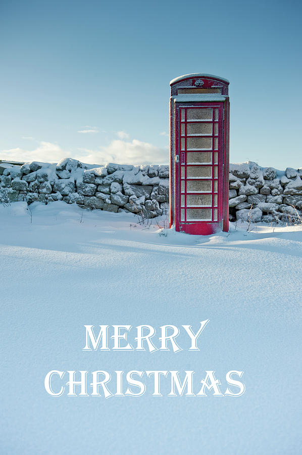 Telephone Box Snow - Merry Christmas i Photograph by Helen Jackson