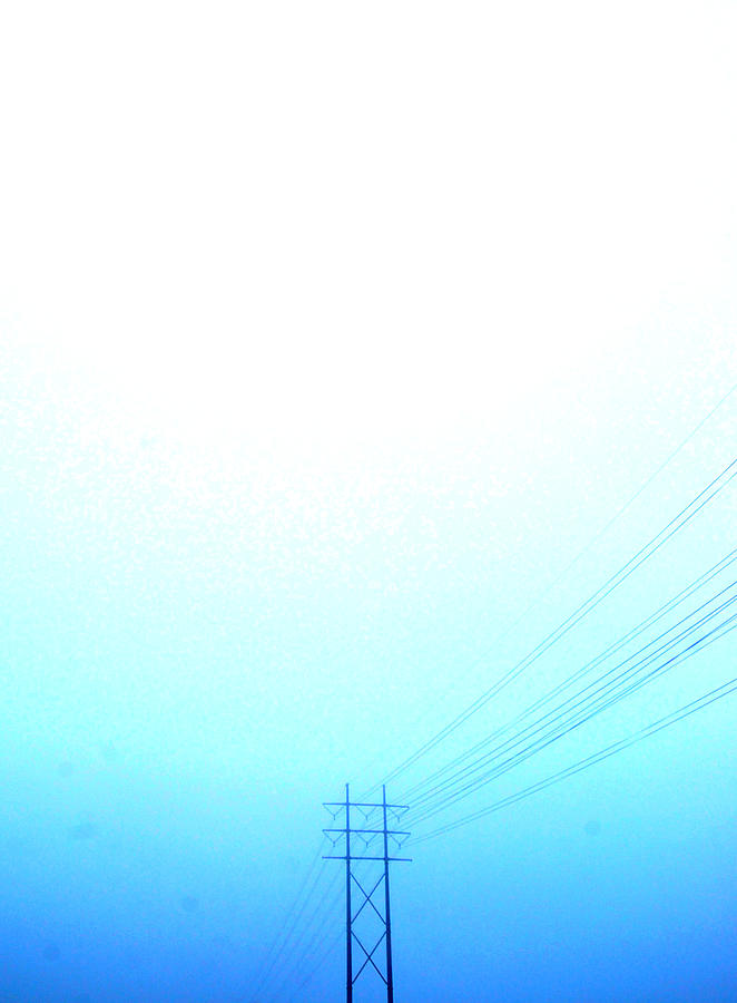Telephone Wires In A Foggy Turquoise Sky Photograph by Meredith Winn Photography