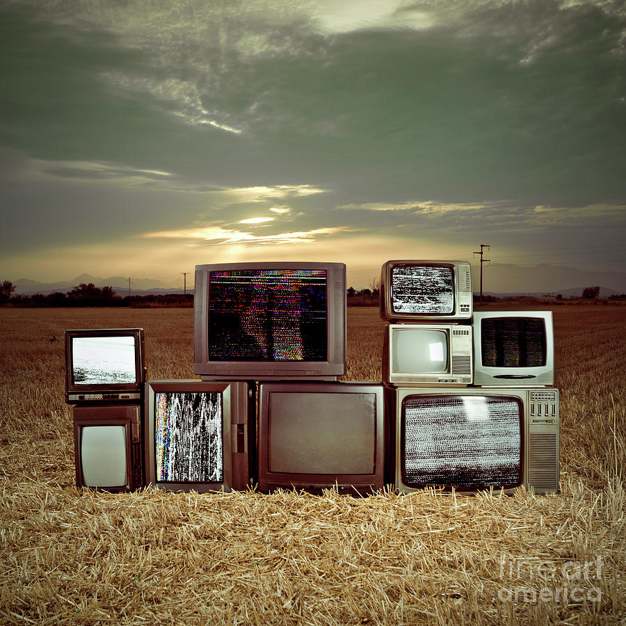 Televisions In The Darkness Photograph by Xavierarnau