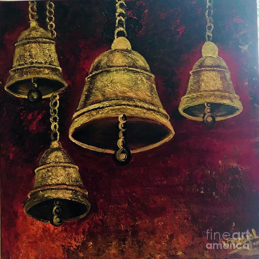 Temple Bells Painting by Vandana Dayal Pixels