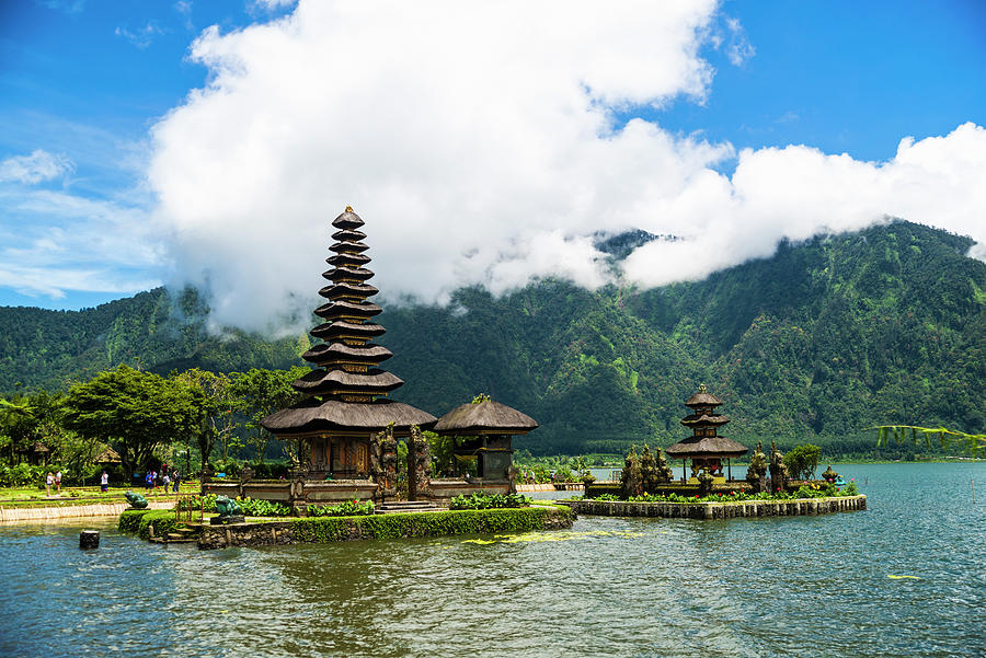 Temple In The Lake, Lake Bratan, Bali, Indonesia Digital Art by John ...