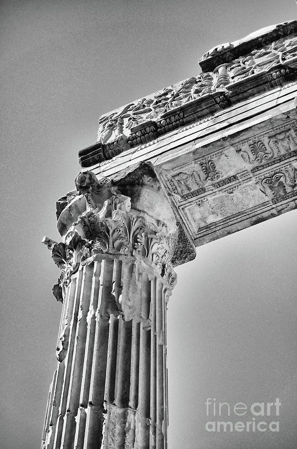 Temple of Apollo Sosianus in Clear Sky Rome Italy Black and White Photograph by Shawn OBrien