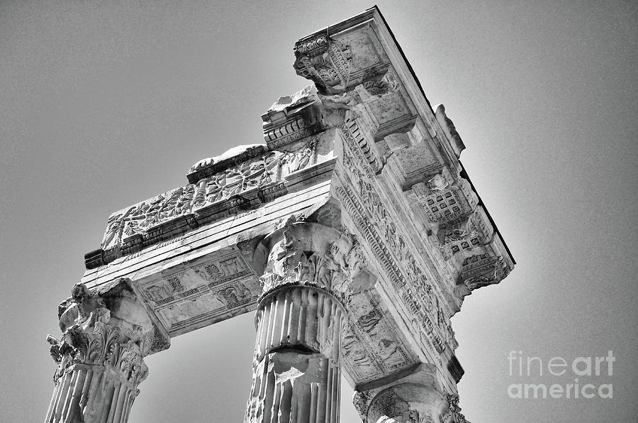 Temple of Apollo Sosianus Low Angle View Rome Italy Black and White Photograph by Shawn OBrien