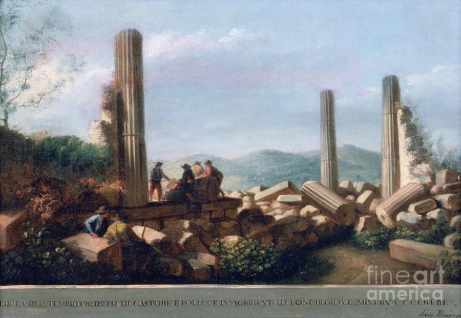 Temple Of Castor And Pollux Painting by Luigi Mayer
