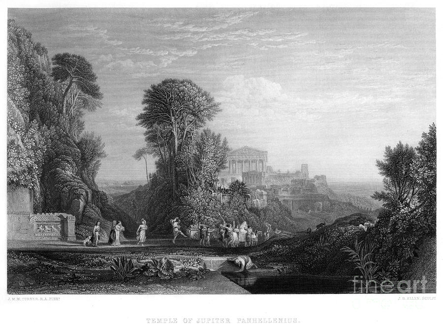 Temple Of Jupiter Panhellenius, 19th Drawing by Print Collector