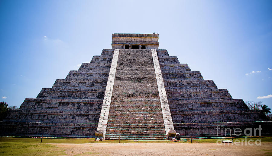 Temple of Kukulcan, main pyramid in Chichen Itza, Mexico. Photograph by ...