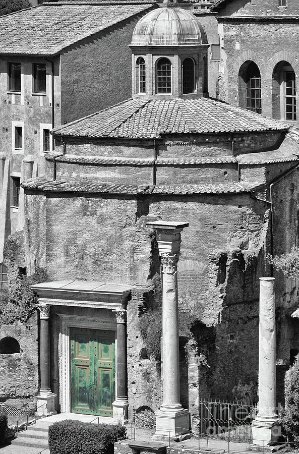 Temple of Romulus Roman Forum Rome Italy Color Splash Black and White Digital Art by Shawn OBrien