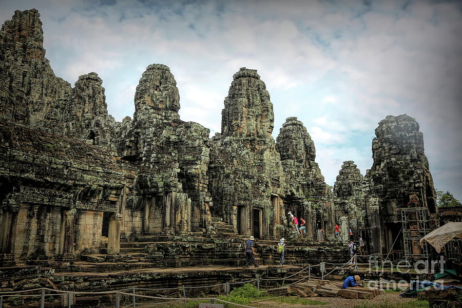 Temple Re hab Construction Cambodia  Photograph by Chuck Kuhn