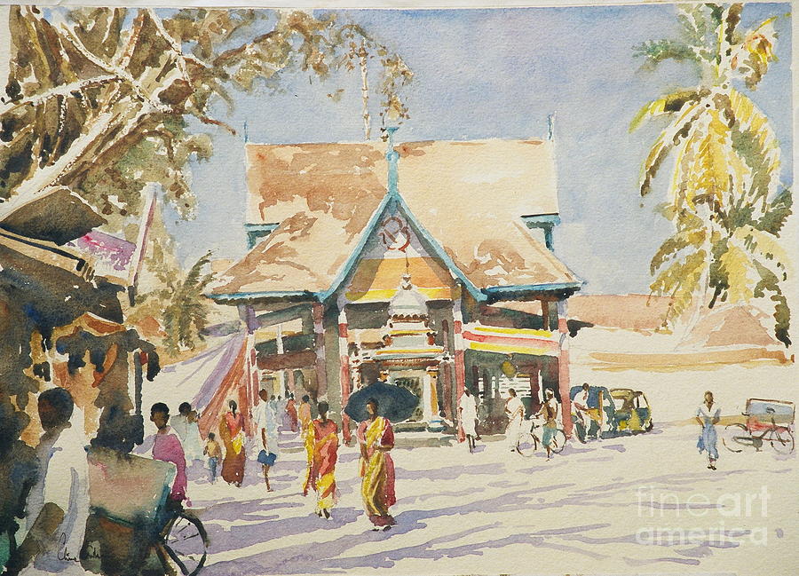 Architecture Painting - Temple Visit, Haripad by Clive Wilson