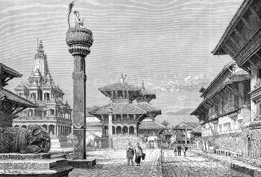 Architecture Drawing - Temples At Patan, Nepal, 1895.artist by Print Collector