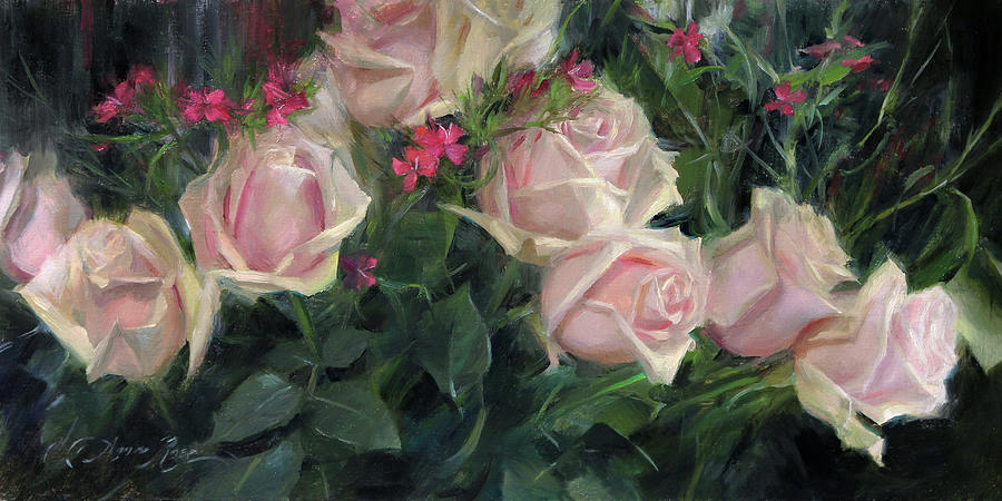Ten Roses Painting by Anna Rose Bain