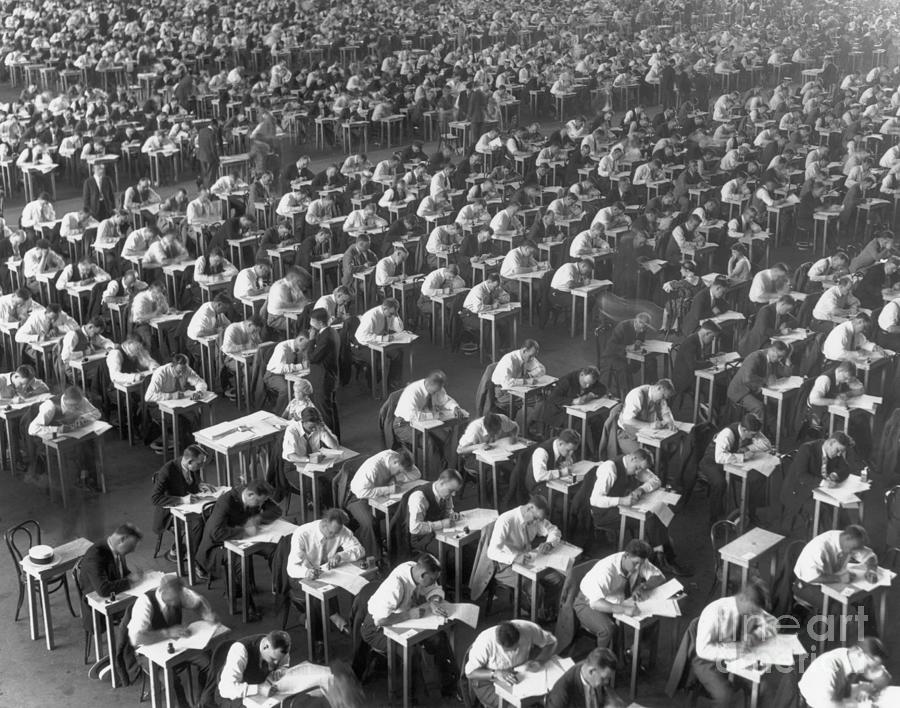 Ten Thousand Men Taking Police Exam Photograph by Bettmann