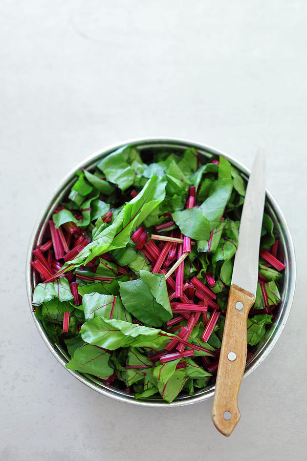 Tender Beetroot Leaves In A Bowl seen From Above Photograph by Rua Castilho