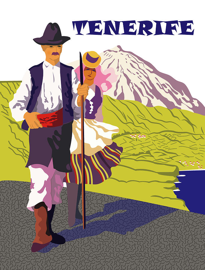 Mountain Digital Art - Tenerife, Canary Islands, couple in traditional costumes by Long Shot