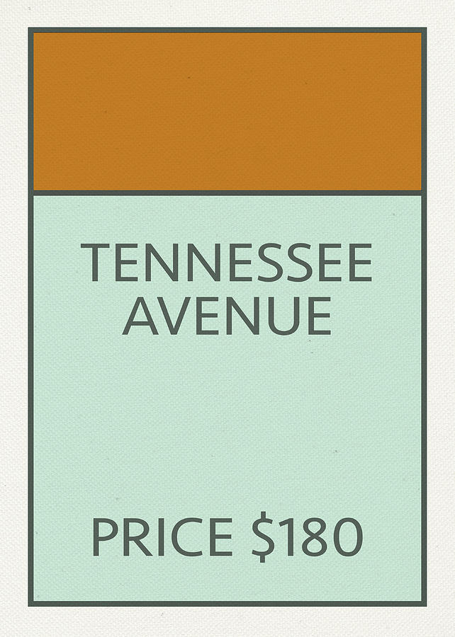 Vintage Mixed Media - Tennessee Avenue Vintage Retro Monopoly Board Game Card by Design Turnpike