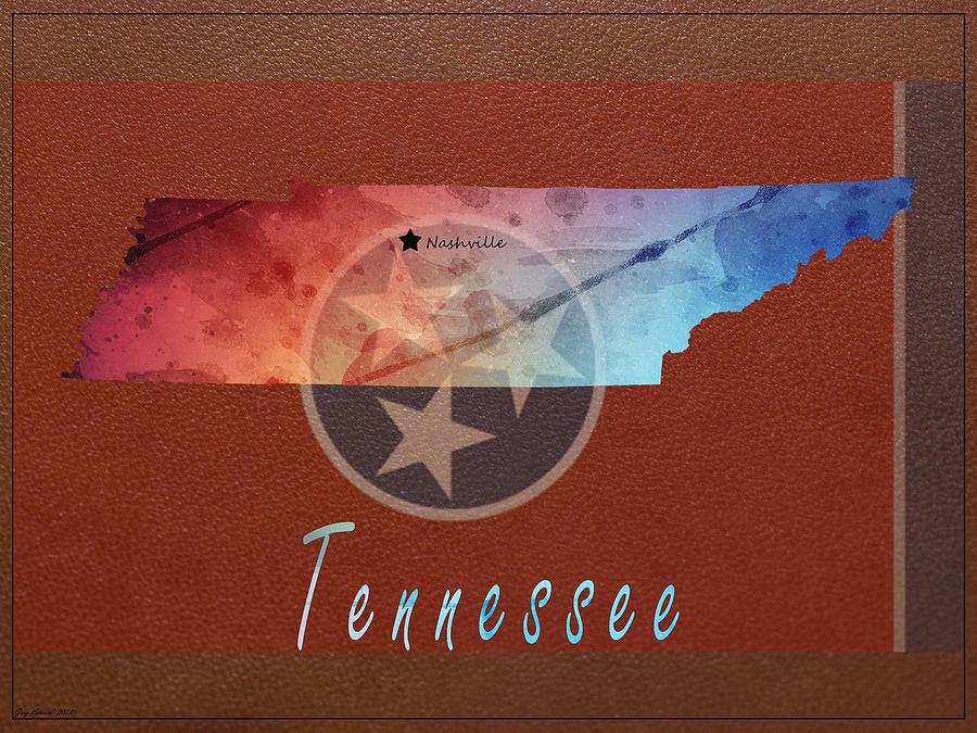 Tennessee Watercolor Map Style 7 Painting by Greg Edwards