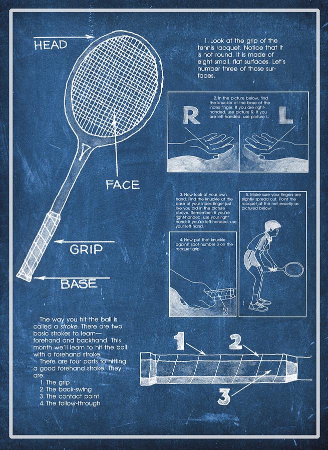 Tennis Blue Print Drawing by Unknown