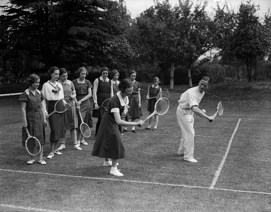Tennis Lesson Photograph by Fox Photos