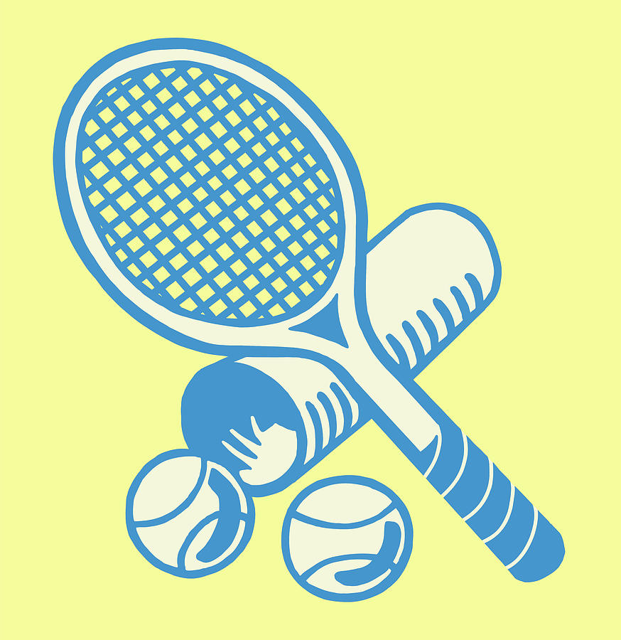 Sports Drawing - Tennis Racket and Balls by CSA Images