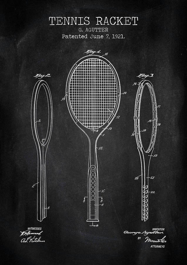 Tennis Racket Chalkboard Digital Art By Denny H
