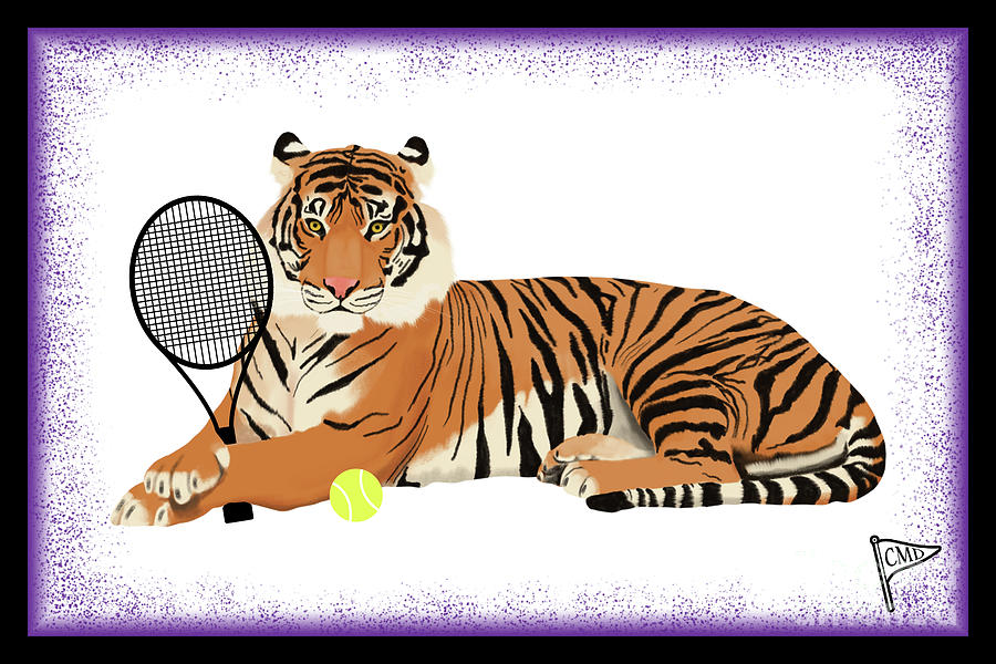 Tennis Digital Art - Tennis Tiger Purple by College Mascot Designs