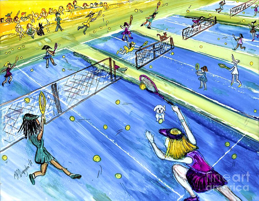 Tennis Match Whimsy Painting by Patty Donoghue