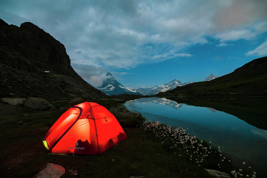 Tent & View Of Matterhorn Digital Art by Roberto Moiola