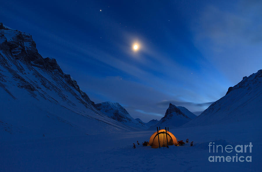 Tent Photograph - Tent In The Mountains On A Winter Night by Sander Van Der Werf