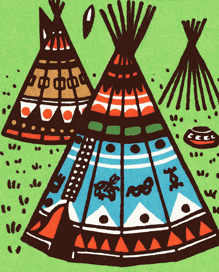 Vintage Drawing - Tepees by CSA Images