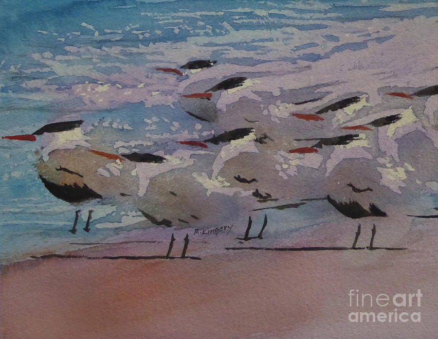 Terns at Attention Painting by Ralph Kingery