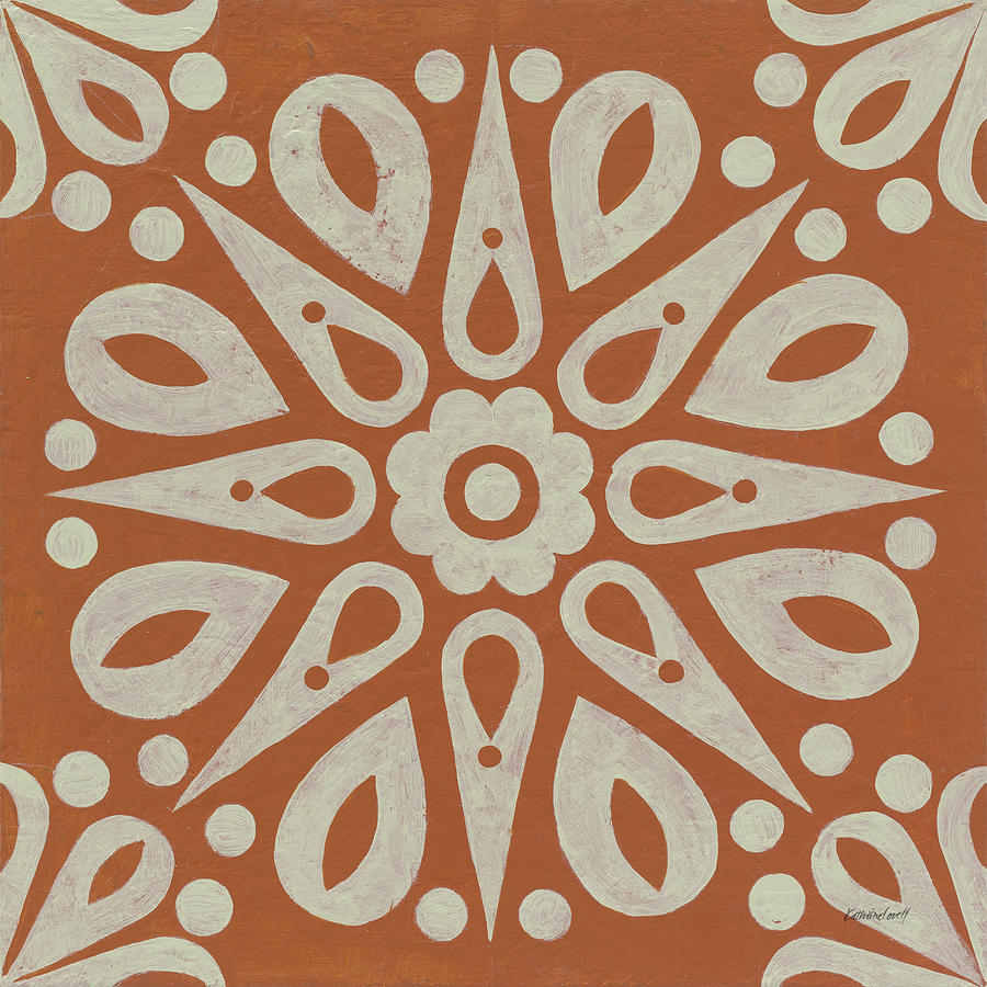 Brown Mixed Media - Terra Cotta Tile I by Kathrine Lovell