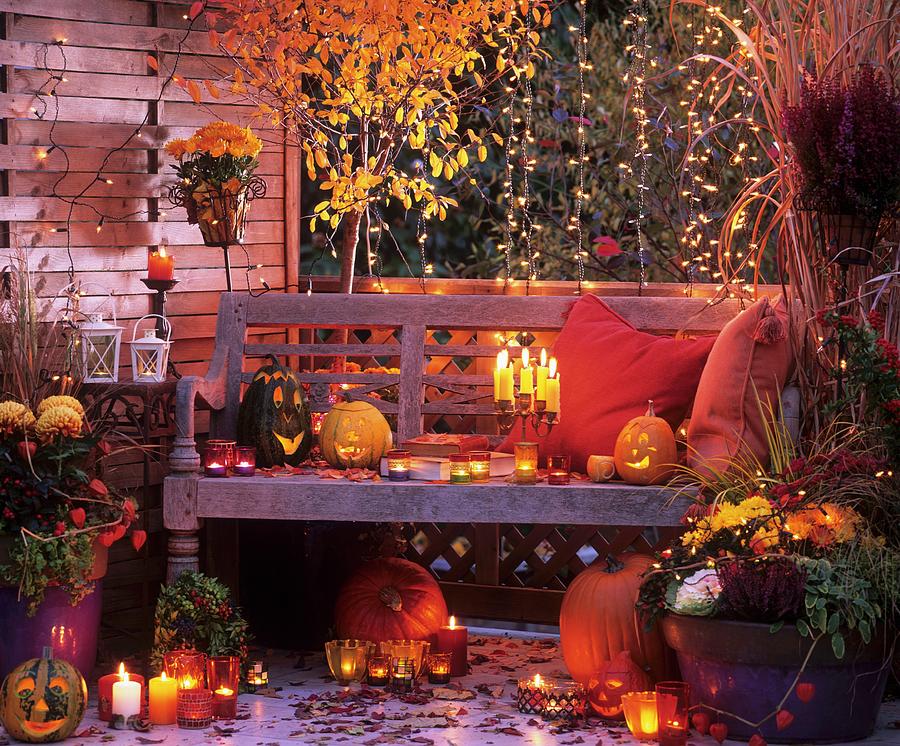 Terrace Decorated For Halloween Photograph by Strauss, Friedrich