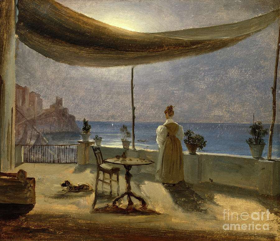 Terrace in Sorrento Painting by O Vaering