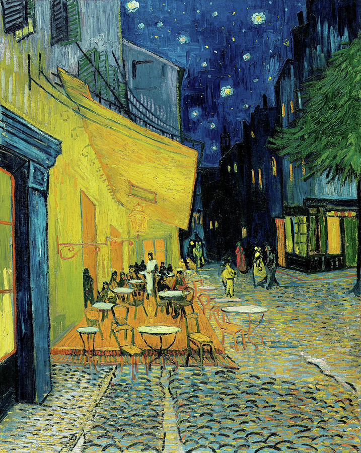 Terrace of a cafe at night Painting by Vincent van Gogh - Pixels