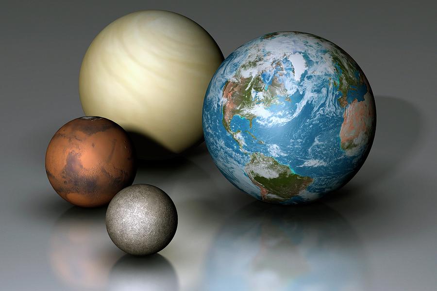Terrestrial Planets Compared Digital Art by Mark Garlick