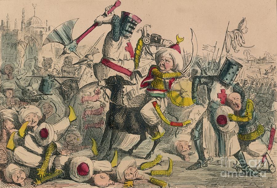 Terrific Combat Between Richard Coeur Drawing by Print Collector