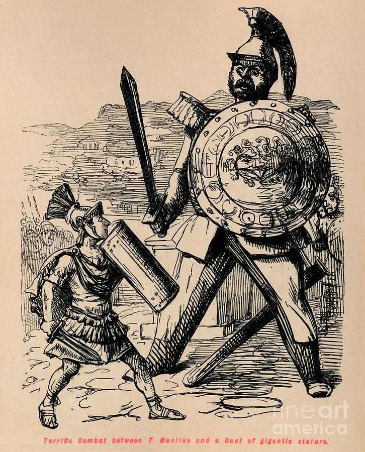 Terrific Combat Between T Manlius Drawing by Print Collector