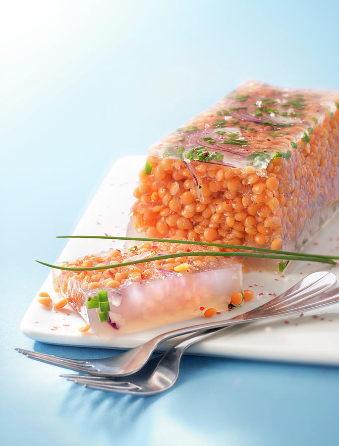 Terrine De Lentilles Corail En Gelee Orange Lentil Aspic Terrine