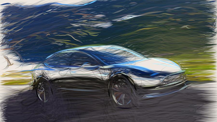 Tesla Model 3 Prototype Draw Digital Art by CarsToon Concept