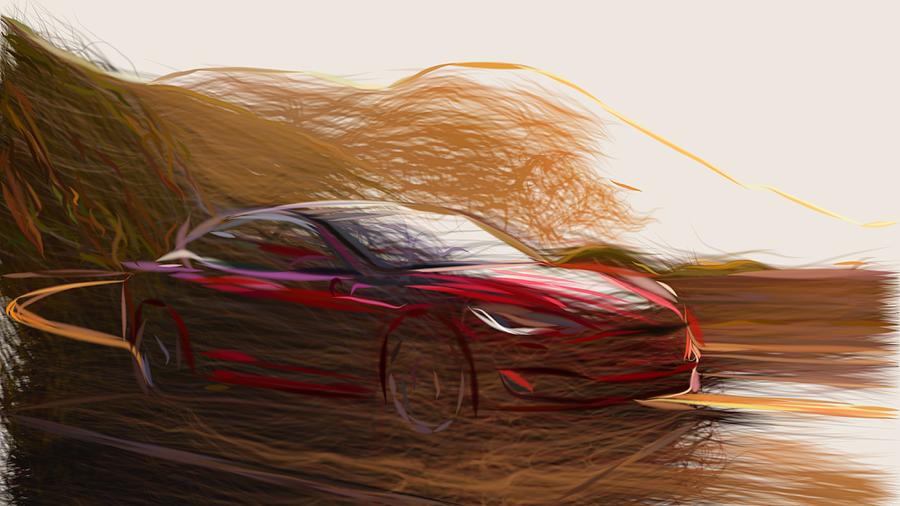 Tesla Model S P100D Drawing Digital Art by CarsToon Concept