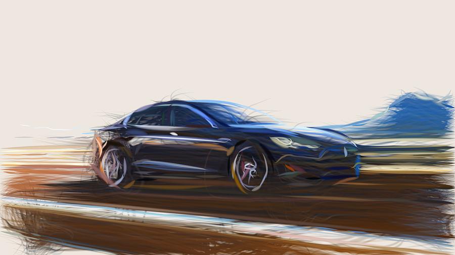 Tesla Model S P85D Draw Digital Art by CarsToon Concept