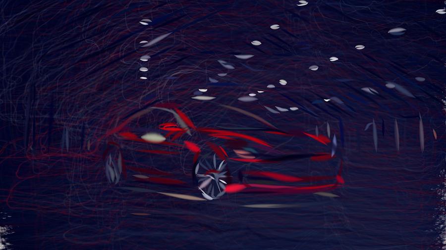 Tesla Model S P90D Drawing Digital Art by CarsToon Concept